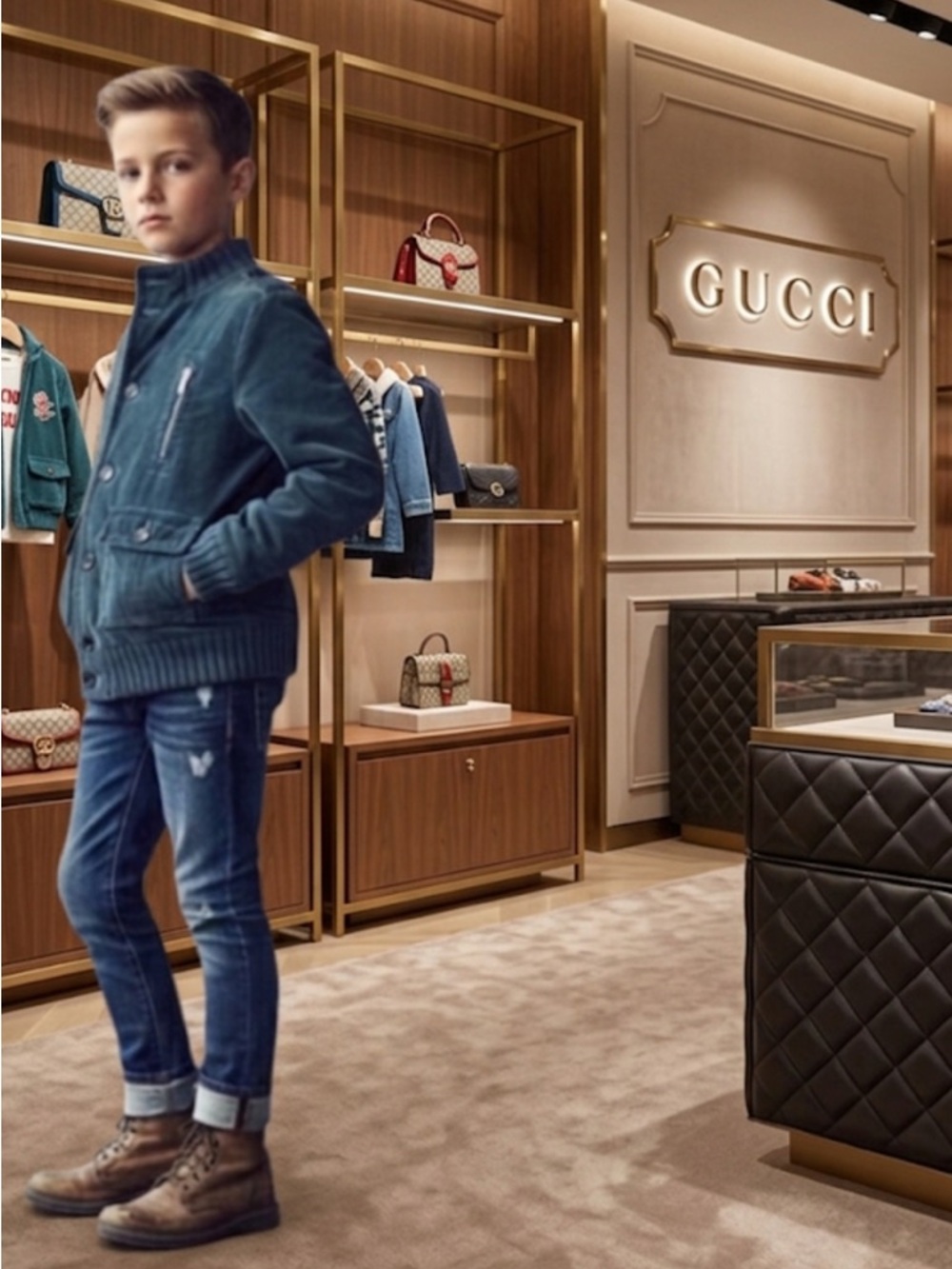 Authentic Gucci luxury designer boys corduroy jacket coat sz 8